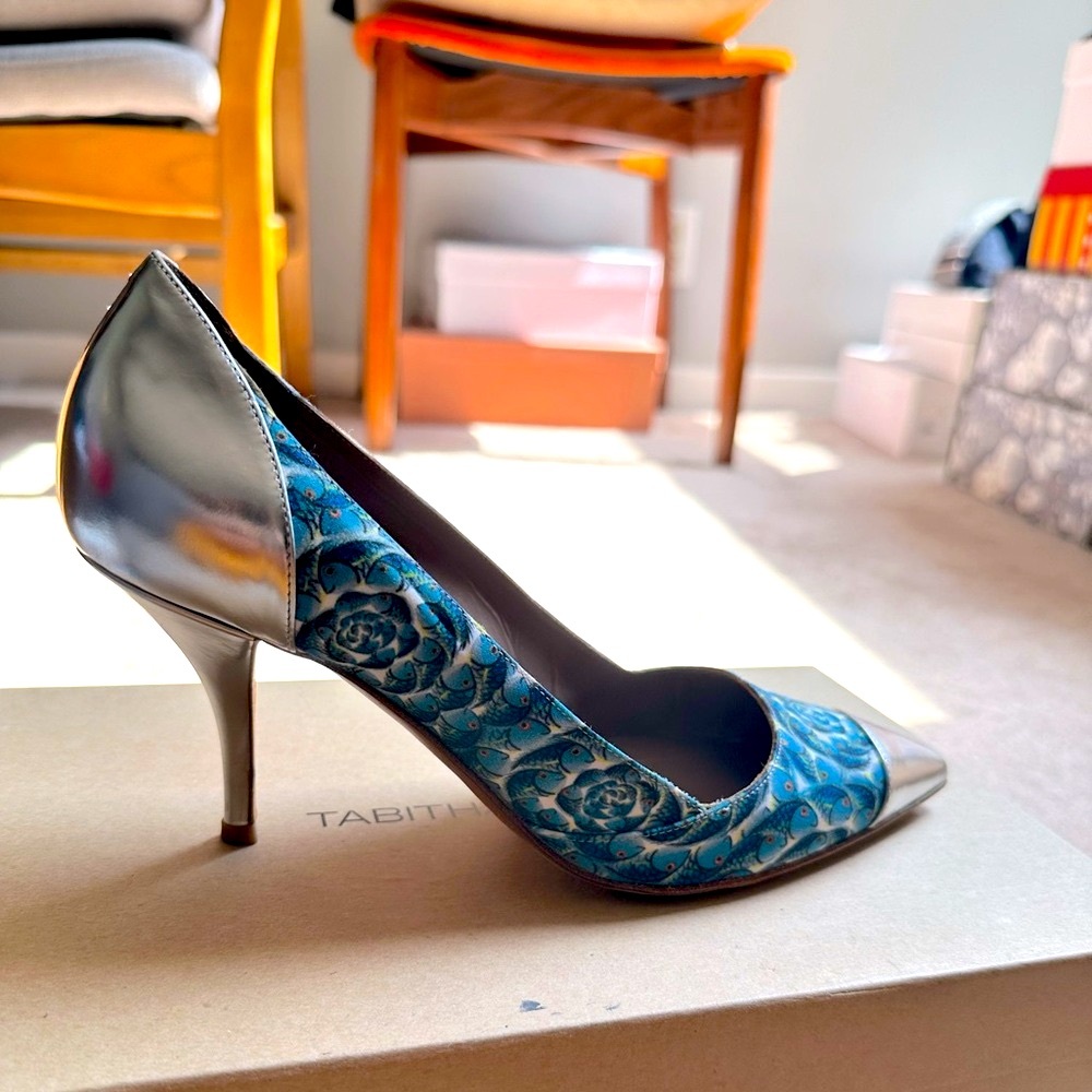 Tabitha Simmons Cap-Toe Pumps with silver heels Size 36.5